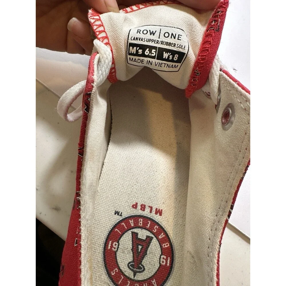 Anaheim Angels Sneakers Womens 8 Red Canvas Low Top Shoes MLB Baseball Unisex